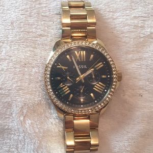 Gold & Navy Fossil Watch